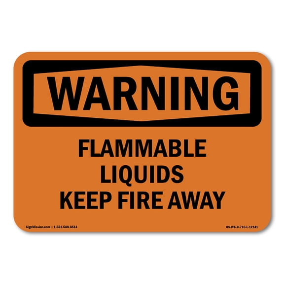 OSHA WARNING Sign - Flammable Liquids Keep Fire Away | Plastic Sign | Protect Your Business, Construction Site, Warehouse & Shop Area | Made in the USA