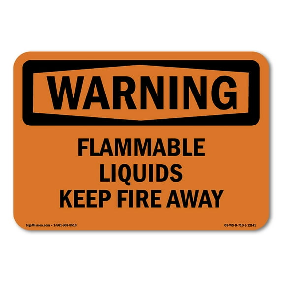 OSHA WARNING Sign - Flammable Liquids Keep Fire Away | Plastic Sign | Protect Your Business, Construction Site, Warehouse & Shop Area | Made in the USA