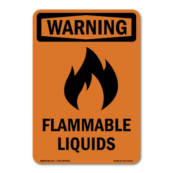 OSHA WARNING Sign - Flammable Liquids With Symbol | Decal | Protect Your Business, Construction Site, Warehouse & Shop Area | Made in the USA