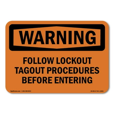 OSHA WARNING Sign - Follow Lockout Tagout Procedures | Plastic Sign | Protect Your Business, Construction Site, Warehouse & Shop Area | Made in the USA