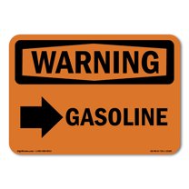 OSHA WARNING Sign - Gasoline [Right Arrow] With Symbol | Plastic Sign | Protect Your Business, Construction Site, Warehouse & Shop Area | Made in the USA