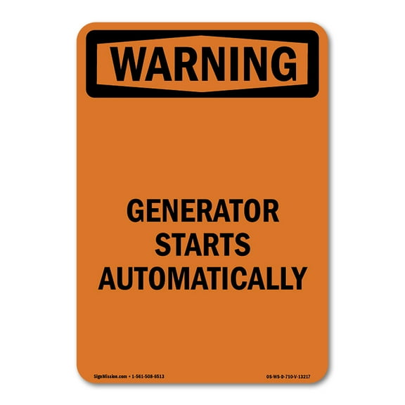 OSHA WARNING Sign - Generator Starts Automatically | Decal | Protect Your Business, Construction Site, Warehouse & Shop Area | Made in the USA