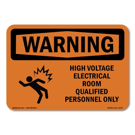 OSHA WARNING Sign - High Voltage Electrical Room With Symbol | Plastic Sign | Protect Your Business, Work Site, Warehouse & Shop Area | Made in the USA