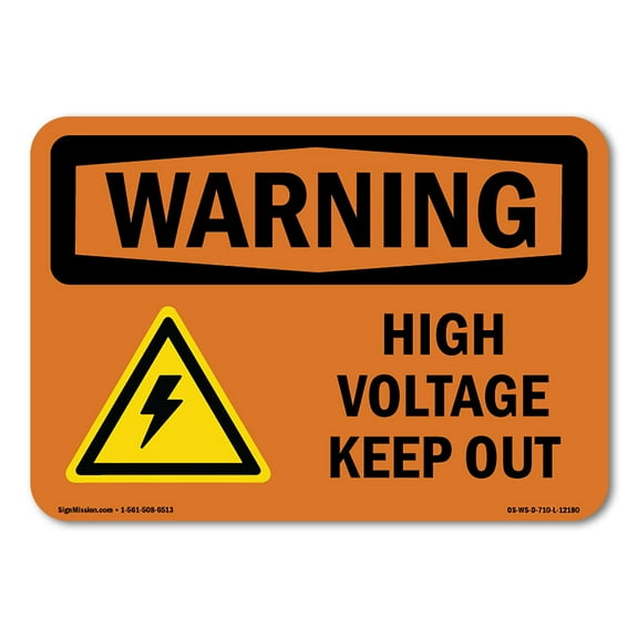 OSHA WARNING Sign - High Voltage Keep Out With Symbol | Plastic Sign | Protect Your Business, Construction Site, Warehouse & Shop Area | Made in the USA