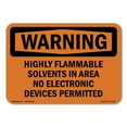 thumbnail image 1 of OSHA WARNING Sign - Highly Flammable Solvents In Area No Electronic | Decal | Protect Your Business, Work Site, Warehouse | Made in the USA, 1 of 5