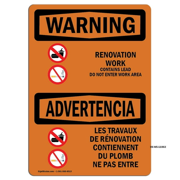 OSHA WARNING Sign - International-OSHA-Construction-Sign-OWI-13027-FRENCH_1000 | Decal | Protect Your Business, Warehouse | Made in the USA