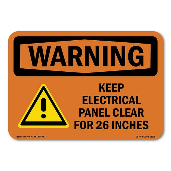 OSHA WARNING Sign - Keep Electrical Panel Clear With Symbol | Decal | Protect Your Business, Work Site, Warehouse & Shop Area | Made in the USA