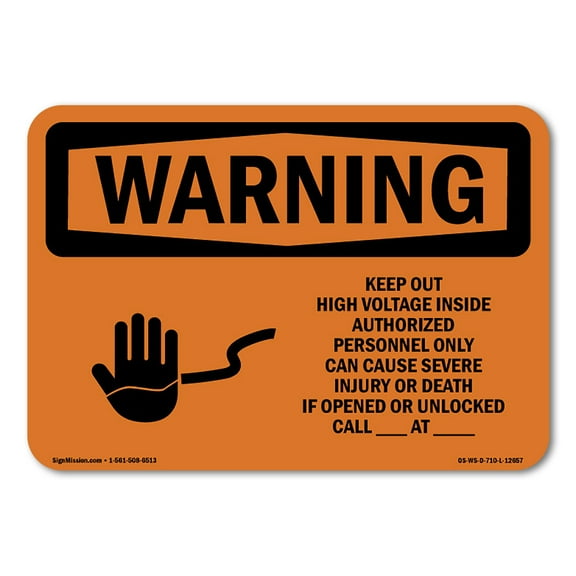 OSHA WARNING Sign - Keep Out High Voltage With Symbol | Decal | Protect Your Business, Construction Site, Warehouse & Shop Area | Made in the USA
