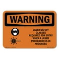 thumbnail image 1 of OSHA WARNING Sign - Laser Safety Glasses Required With Symbol | Decal | Protect Your Business, Work Site, Warehouse & Shop Area | Made in the USA, 1 of 5