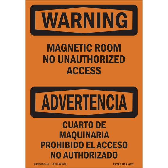 OSHA WARNING Sign - Mechanical Room Unauthorized Bilingual | Plastic Sign | Protect Your Business, Work Site, Warehouse & Shop Area | Made in the USA