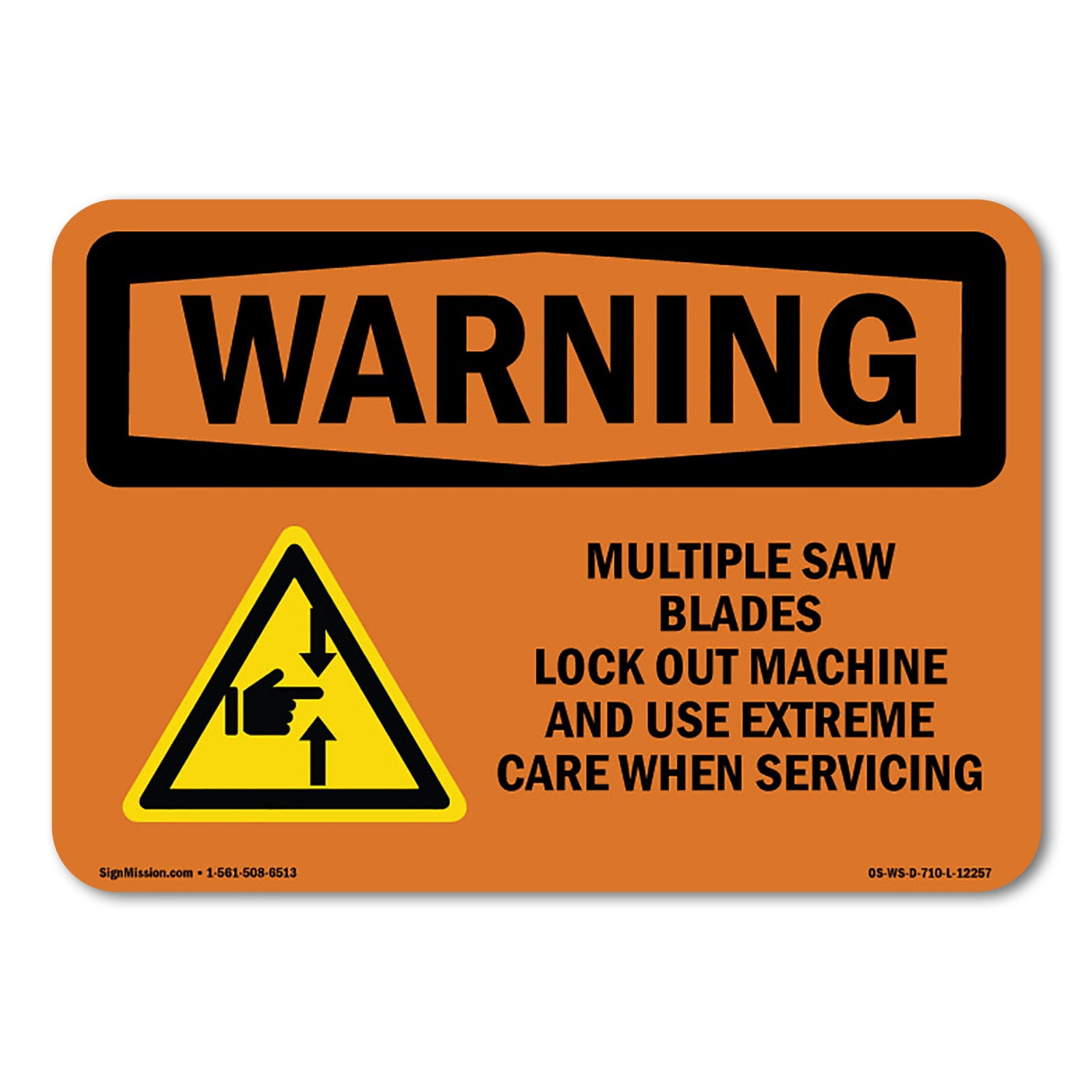 Multiple Blade Plows OSHA WARNING Sign - Multiple Saw Blades Lock Out With Symbol | Aluminum ...
