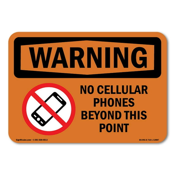 OSHA WARNING Sign - No Cellular Phones Beyond This Point | Decal | Protect Your Business, Work Site, Warehouse & Shop Area | Made in the USA