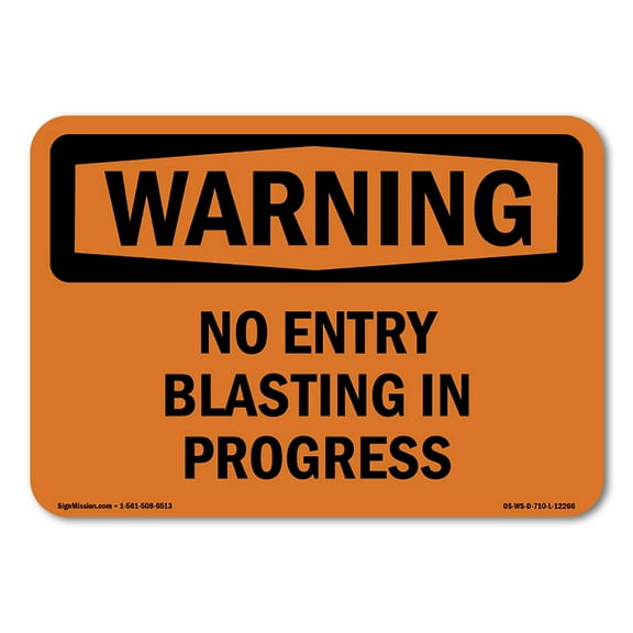 OSHA WARNING Sign - No Entry Blasting In Progress | Decal | Protect Your Business, Construction Site, Warehouse & Shop Area | Made in the USA