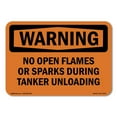 thumbnail image 1 of OSHA WARNING Sign - No Open Flames Or Sparks During Tanker Unloading | Plastic Sign | Protect Your Business, Work Site, Warehouse | Made in the USA, 1 of 5
