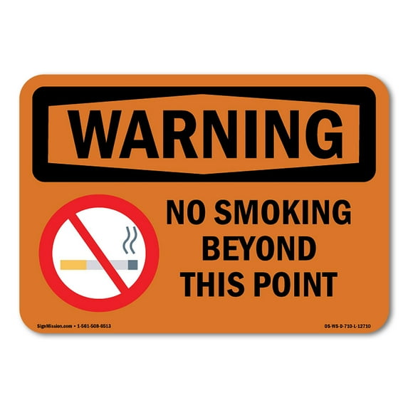 OSHA WARNING Sign - No Smoking Beyond This Point | Plastic Sign | Protect Your Business, Construction Site, Warehouse & Shop Area | Made in the USA