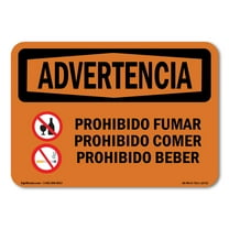 OSHA WARNING Sign - No Smoking No Eating No Drinking Spanish | Decal | Protect Your Business, Work Site, Warehouse & Shop Area | Made in the USA