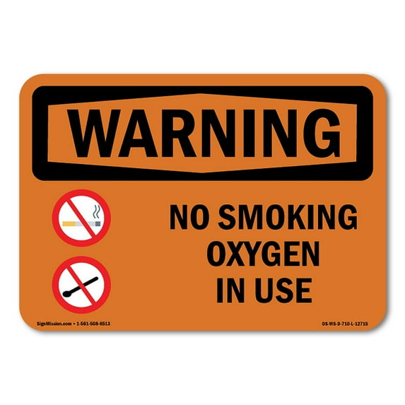 OSHA WARNING Sign - No Smoking Oxygen In Use | Plastic Sign | Protect Your Business, Construction Site, Warehouse & Shop Area | Made in the USA