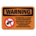 thumbnail image 1 of OSHA WARNING Sign - No Weapons Allowed In This Courtroom | Decal | Protect Your Business, Work Site, Warehouse & Shop Area | Made in the USA, 1 of 5