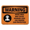 thumbnail image 1 of OSHA WARNING Sign - Noise Area Use Proper Ear Protection | Decal | Protect Your Business, Work Site, Warehouse & Shop Area | Made in the USA, 1 of 5