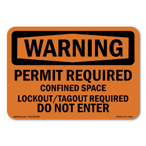 OSHA WARNING Sign - Permit Required Confined Space Lockout Tagout | Plastic Sign | Protect Your Business, Work Site, Warehouse | Made in the USA