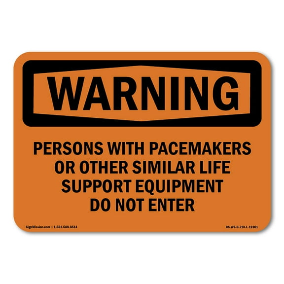 OSHA WARNING Sign - Persons With Pacemakers Or Other Similar | Decal | Protect Your Business, Work Site, Warehouse & Shop Area | Made in the USA