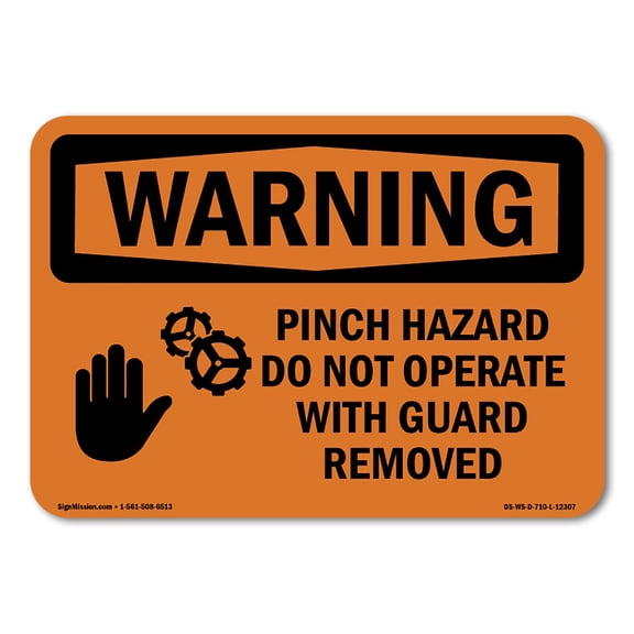 OSHA WARNING Sign - Pinch Hazard Do Not Operate With Symbol | Plastic Sign | Protect Your Business, Work Site, Warehouse & Shop Area | Made in the USA