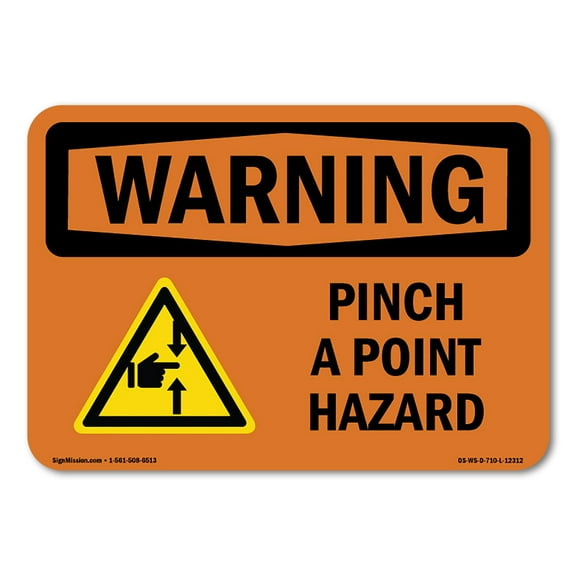 OSHA WARNING Sign - Pinch Point Hazard With Symbol | Decal | Protect Your Business, Construction Site, Warehouse & Shop Area | Made in the USA
