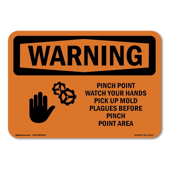 OSHA WARNING Sign - Pinch Point Watch Your Hands With Symbol | Decal | Protect Your Business, Work Site, Warehouse & Shop Area | Made in the USA