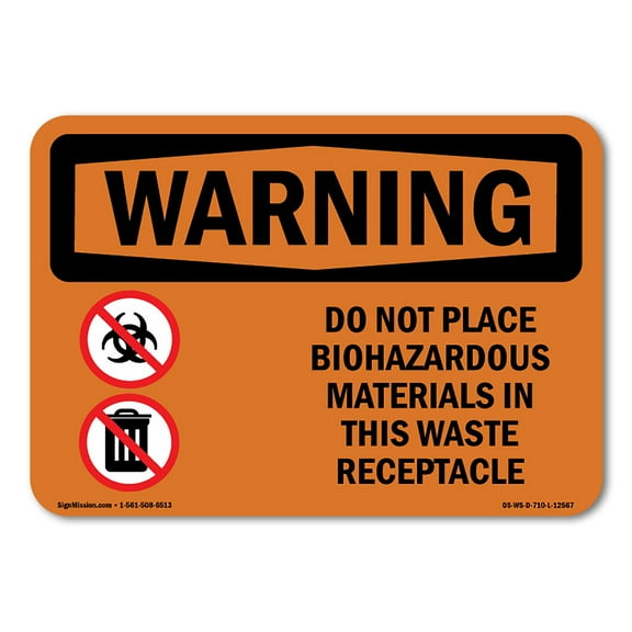 OSHA WARNING Sign - Do Not Place Biohazardous Materials | Plastic Sign | Protect Your Business, Construction Site, Warehouse & Shop Area | Made in the USA