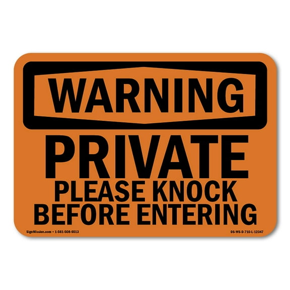 OSHA WARNING Sign - Private Please Knock Before Entering | Decal | Protect Your Business, Work Site, Warehouse & Shop Area | Made in the USA