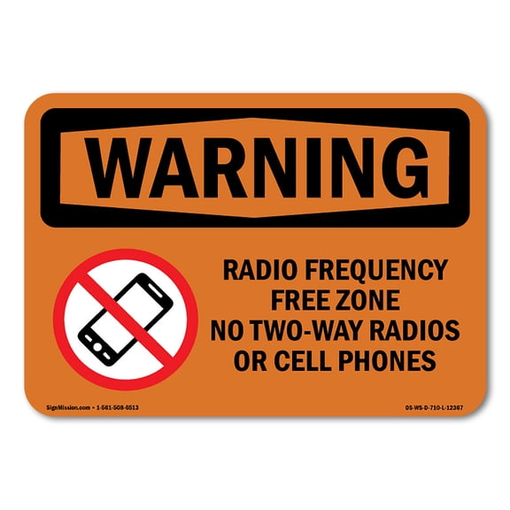 OSHA WARNING Sign - Radio Frequency Free Zone No With Symbol | Decal | Protect Your Business, Work Site, Warehouse & Shop Area | Made in the USA