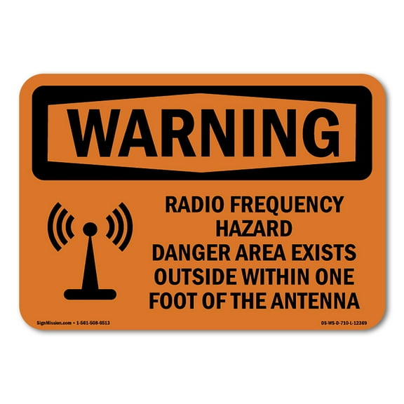 OSHA WARNING Sign - Radio Frequency Hazard Danger With Symbol | Plastic Sign | Protect Your Business, Work Site, Warehouse & Shop Area | Made in the USA