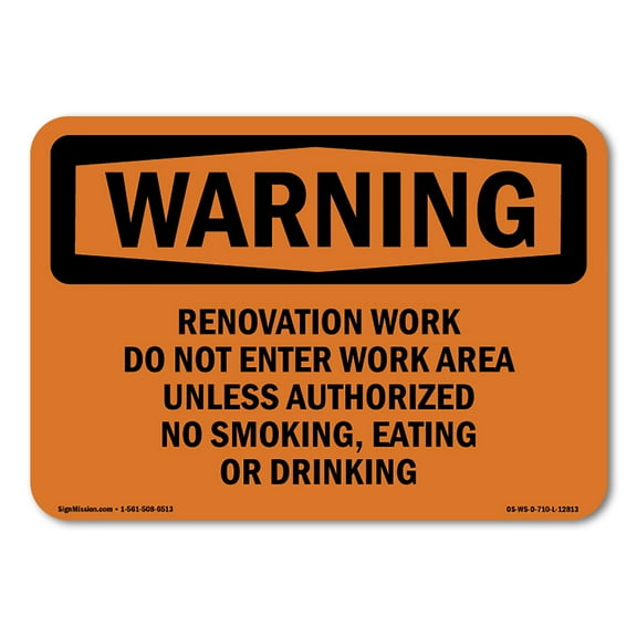 OSHA WARNING Sign - Renovation Work Do Not Enter Work Area | Decal | Protect Your Business, Work Site, Warehouse & Shop Area | Made in the USA