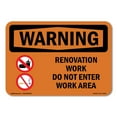 thumbnail image 1 of OSHA WARNING Sign - Renovation Work Do Not Enter Work Area | Decal | Protect Your Business, Work Site, Warehouse & Shop Area | Made in the USA, 1 of 5