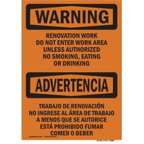 OSHA WARNING Sign - Renovation Work Do Not Enter Work Area | Plastic Sign | Protect Your Business, Work Site, Warehouse & Shop Area | Made in the USA