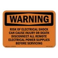thumbnail image 1 of OSHA WARNING Sign - Risk Of Electrical Shock Can Cause Injury | Plastic Sign | Protect Your Business, Work Site, Warehouse & Shop Area | Made in the USA, 1 of 5