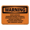 thumbnail image 1 of OSHA WARNING Sign - Room Contains Energized Battery Systems | Decal | Protect Your Business, Work Site, Warehouse & Shop Area | Made in the USA, 1 of 5