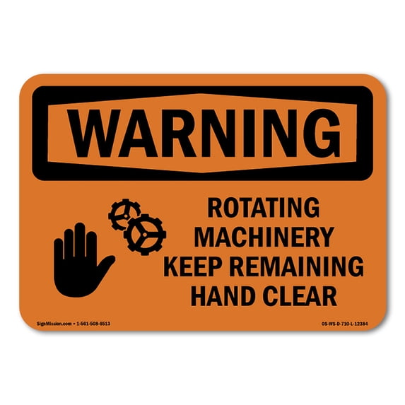 OSHA WARNING Sign - Rotating Machinery Keep Remaining With Symbol | Plastic Sign | Protect Your Business, Work Site, Warehouse | Made in the USA