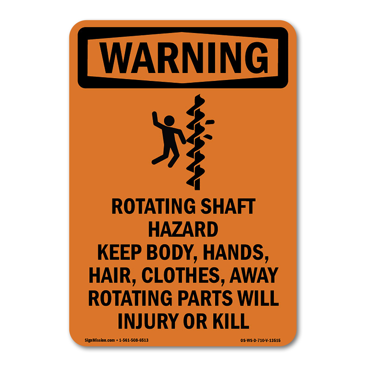OSHA WARNING Sign - Rotating Shaft Hazard With Symbol | Decal | Protect ...