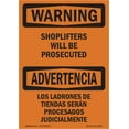 thumbnail image 1 of OSHA WARNING Sign - Shoplifters Will Be Prosecuted Bilingual | Plastic Sign | Protect Your Business, Work Site, Warehouse & Shop Area | Made in the USA, 1 of 5