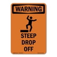 thumbnail image 1 of OSHA WARNING Sign - Steep Drop Off With Symbol | Decal | Protect Your Business, Construction Site, Warehouse & Shop Area | Made in the USA, 1 of 5