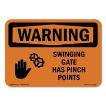 OSHA WARNING Sign - Swinging Gate Has Pinch Points With Symbol | Plastic Sign | Protect Your Business, Work Site, Warehouse & Shop Area | Made in the USA