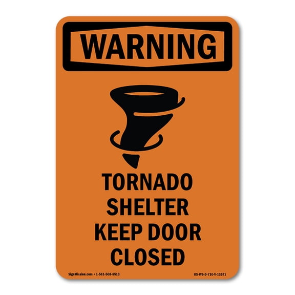OSHA WARNING Sign - Tornado Shelter Keep With Symbol | Decal | Protect Your Business, Construction Site, Warehouse & Shop Area | Made in the USA