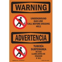 OSHA WARNING Sign - Underground Gas Line Call #811 Bilingual | Plastic Sign | Protect Your Business, Work Site, Warehouse & Shop Area | Made in the USA