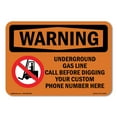 thumbnail image 1 of OSHA WARNING Sign - Underground Gas Line Call Custom Before | Plastic Sign | Protect Your Business, Work Site, Warehouse & Shop Area | Made in the USA, 1 of 5