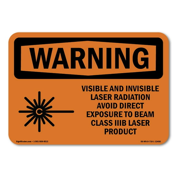 OSHA WARNING Sign - Visible And Invisible Laser With Symbol | Decal | Protect Your Business, Work Site, Warehouse & Shop Area | Made in the USA