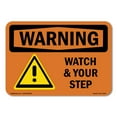 thumbnail image 1 of OSHA WARNING Sign - Watch Your Step With Symbol | Decal | Protect Your Business, Construction Site, Warehouse & Shop Area | Made in the USA, 1 of 5