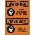 thumbnail image 1 of OSHA WARNING Sign - Wear Respirator In This Area Bilingual | Aluminum Sign | Protect Your Business, Work Site, Warehouse & Shop Area | Made in the USA, 1 of 6