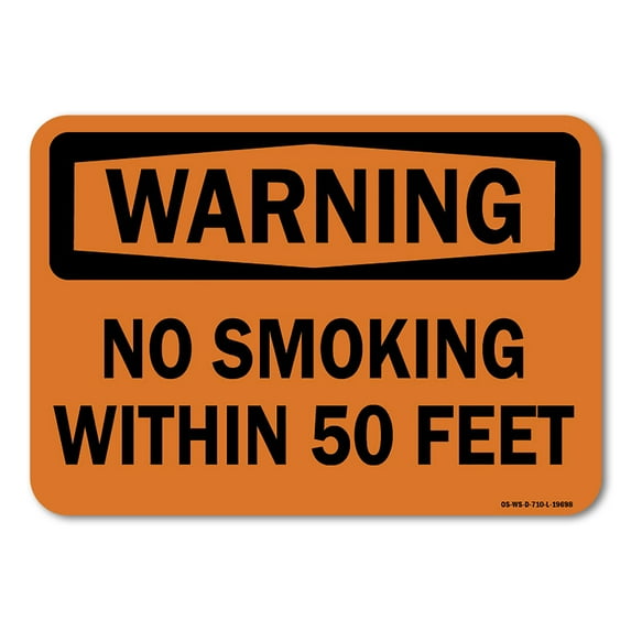 OSHA Warning Aluminum Sign - No Smoking Within 50 Feet | Aluminum Sign | Protect Your Business, Work Site, Warehouse & Shop Area | Made in the USA