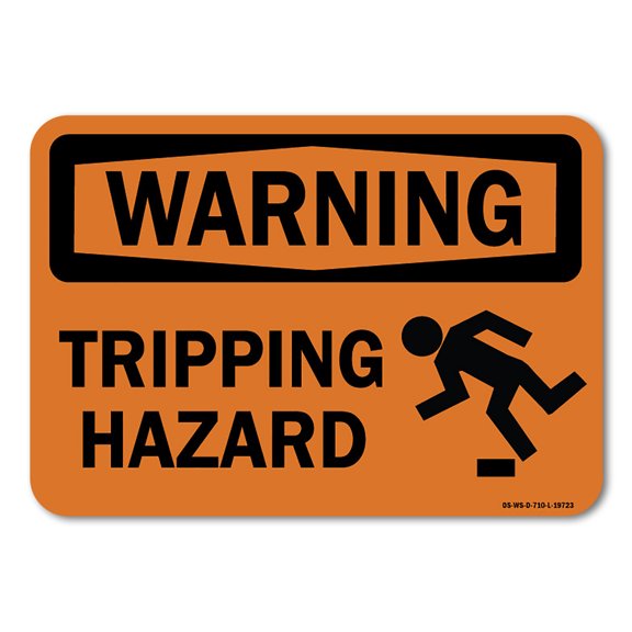 OSHA Warning Decal - Tripping Hazard with Graphic | Decal | Protect Your Business, Work Site, Warehouse & Shop Area |  Made in the USA